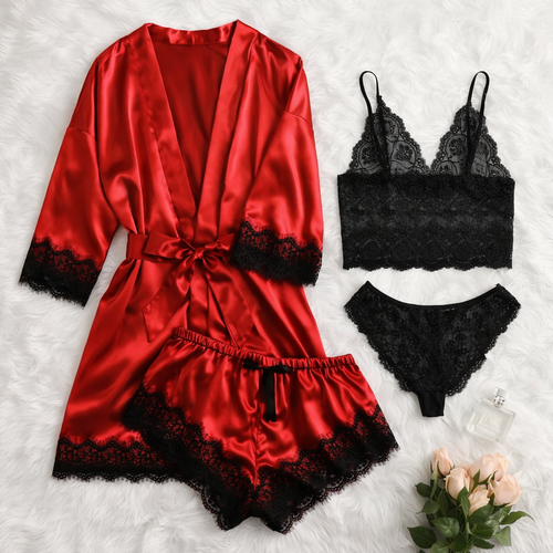 💖 Ensemble Pyjama 4 Pièces pour Femme – Confort, Élégance et Style 🌙