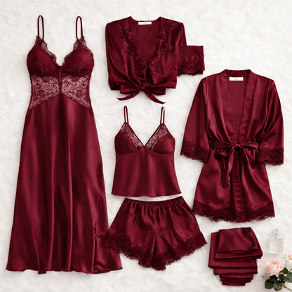 Ensemble Pyjama Femme 6 Pièces 💖 Élégance et Confort Absolu🌙